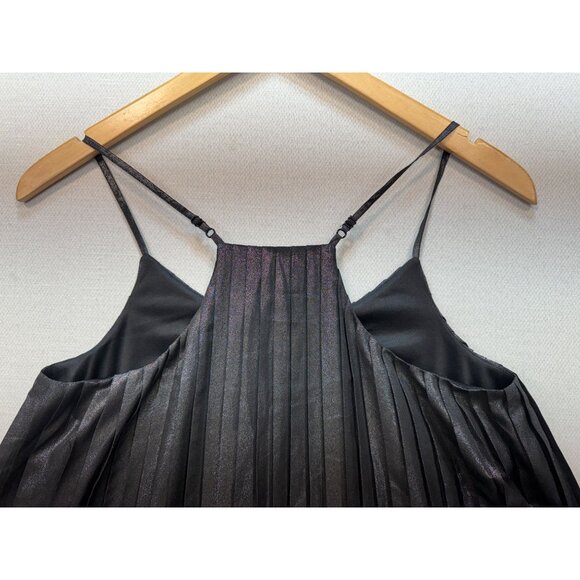 Express Womens Metallic Accordion Cami Tank Top Size XS Black Pleated Chic Party - Picture 8 of 8